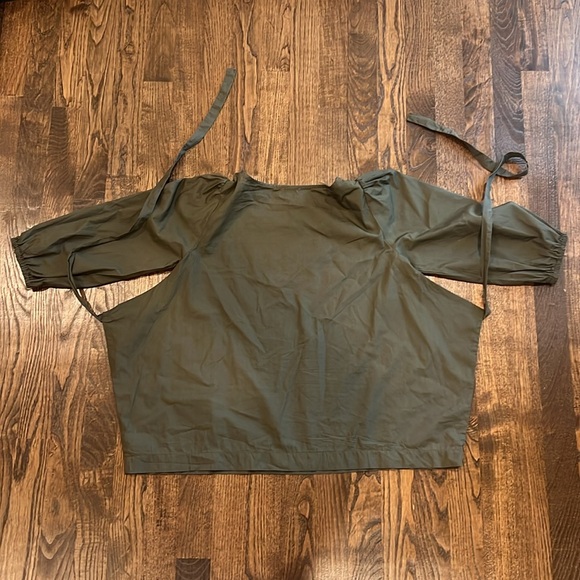 ANN TAYLOR 100% cotton Olive Green Top - Picture 3 of 5